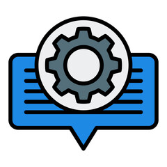 Text automation icon. AI messaging symbol. Chatbot auto-reply and conversation guide. Filled Line Icon