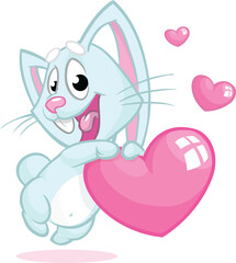 Bunny Hearts A Charming Collection of Whimsical and Expressive Cartoon Characters transparent editable vector for t-shirt mug wall stickers wallpaper sticker design multipurpose use in high definition