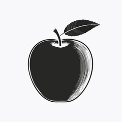 Apple fruit Vector Image. Black and white Apple Fruit Vector Illustration
