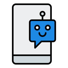 Dialog box icon. AI chat bubble symbol. Virtual assistant and message interface collection. Filled Line Icon