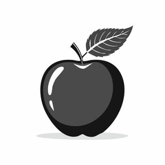 Apple fruit Vector Image. Black and white Apple Fruit Vector Illustration