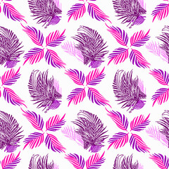 Vector - tropical leaves seamless pattern, colorful template.