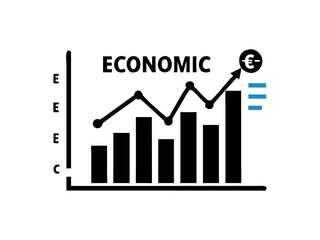 Economic growth graph with upward trend and euro symbol