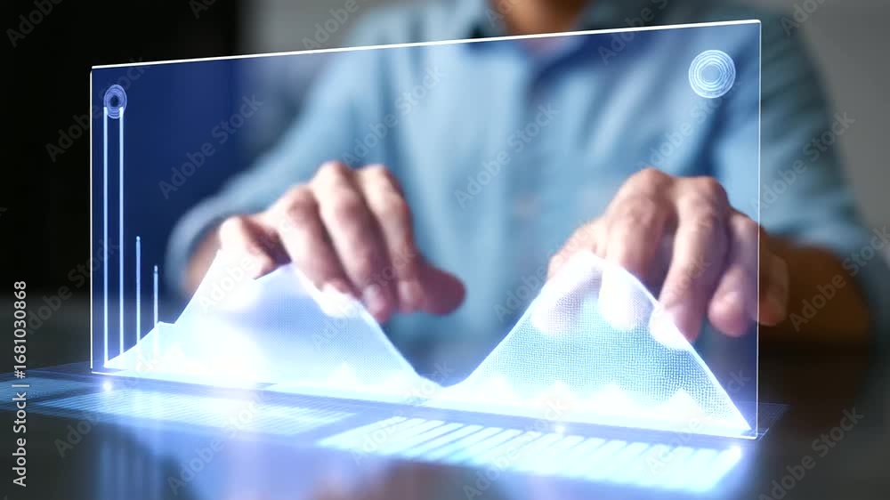 Poster data analysts works on edge interface showcasing advanced business analytics and predictive modeling