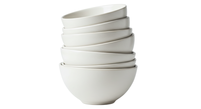 Stack of Empty White Ceramic Bowls 1.