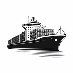 Obraz premium Cargo Ship Vector Isolated Stock Illustrations on white background.