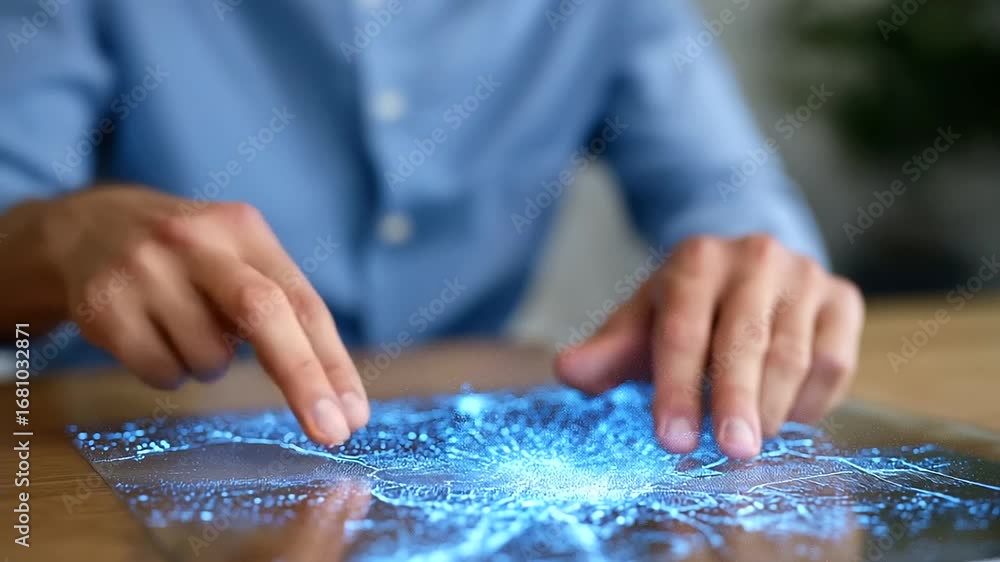 Leinwandbilder data analysts analyzes spatial data with advanced mapping tools, interacting with 3d layers, heatmap
