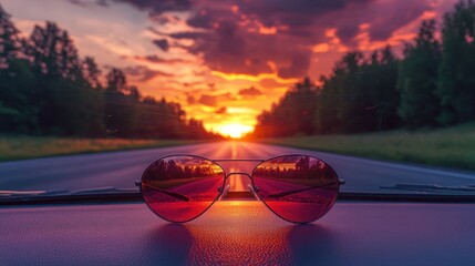 Obraz premium Sunset Road Trip Sunglasses