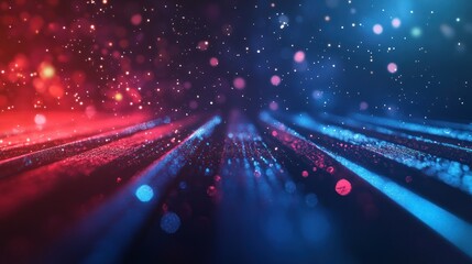 Obraz premium Abstract digital backdrop with red and blue light trails