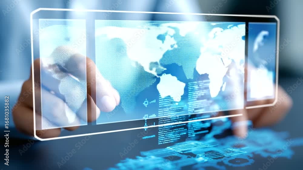 Leinwandbilder engineers explores futuristic devops pipeline management using an advanced holographic interface, us