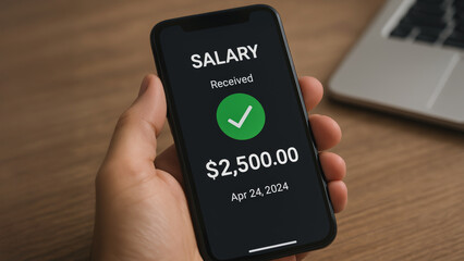 Blockchain in hr technology enables secure salary received notification on smartphone screen