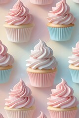 "Heavenly Pastel Cupcake Swirls in Soft Dreamy Color Palette .Background and Wallpaper"

