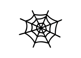 Simple black spider web graphic on transparent background
