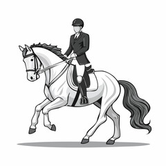 Fototapeta premium Equestrian Sport man Horseback Riding Illustration vector isolated on white background.