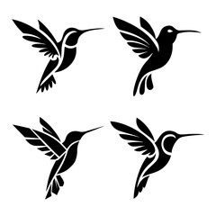 Hummingbird tattoo silhouette isolated on white background