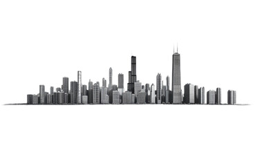 Chicago skyline isolated on white background, png