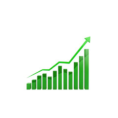 Green financial growth chart isolated on transparent background