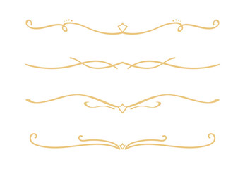 Set of Vintage decorative golden lines. text dividers. Gold line border. Lines separators, Borders, Vintage dividers, Underline elements. Vector illustration