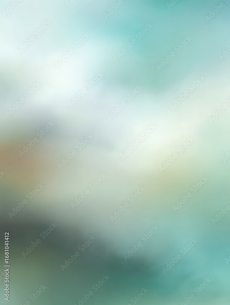 Poster soft abstract patterns blend shades of teal and gray creating a serene atmosphere for relaxation or 