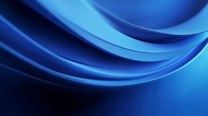 Naklejka premium Futuristic abstract blue background with a silky smooth texture. Dynamic flowing wave-like curves and deep shadows create an elegant and modern high-tech atmosphere, suitable for luxury commercial des