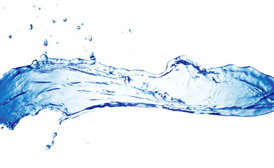 Water splash with drops isolated on white background