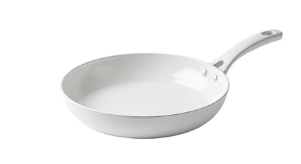 White Ceramic Frying Pan with Wooden Handle.