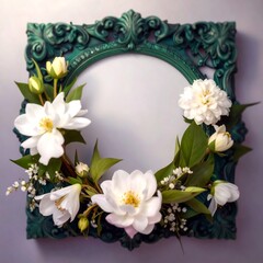 Floral wreath in antique frame