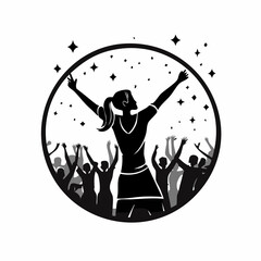 Young people are celebrating the night party entertainment silhouette logo vector