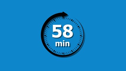 A bold “58min” text representing a 58-minute countdown or duration. Perfect for video overlays, study sessions, workout timers, webinars, or any content that requires a precise, attention-grabbing 