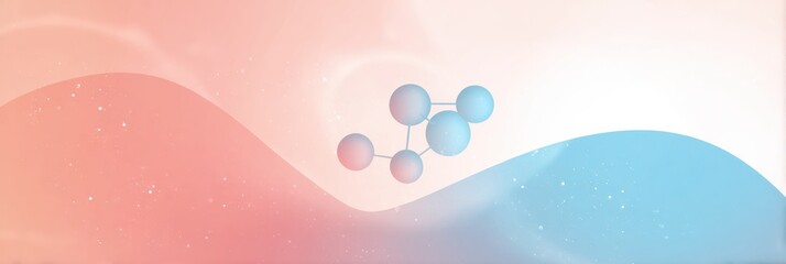 Molecular Structure Floating in a Vibrant Abstract Background Showcasing Colors of Blue and Pink During the Early Morning Hours
