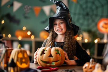 Girl is celebrating Halloween