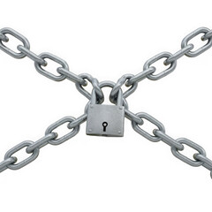 Fototapeta premium Heavy duty metal chain locked together, isolated on transparent background
