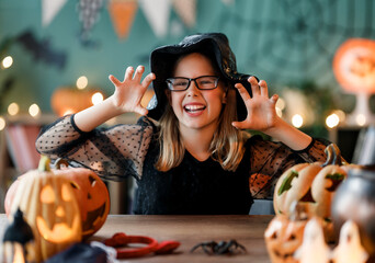 Girl is celebrating Halloween