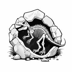 Dinosaur Fossil image vector isolated on White Background