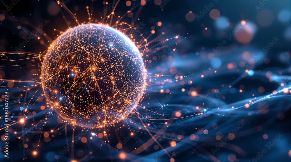 Poster abstract technology network background with global connections and digital communication concept