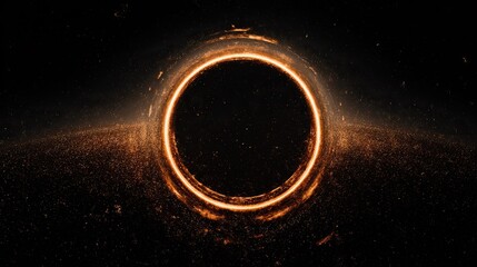 A glowing aperture with orange and brown tones on a black background, as if illuminated by sunlight or mystical energy, with spaces for words/elements that represent magic or time travel.