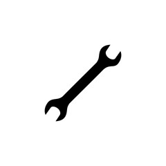 Black silhouette of a double open-ended wrench tool, isolated on a white background, angled slightly.