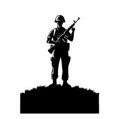 British Soldier Silhouette Images vector isolated on white background.