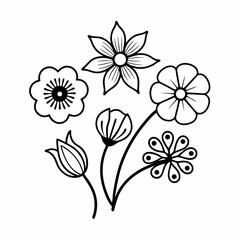 Minimalist Floral Icons Rose Lotus Tulip Vector