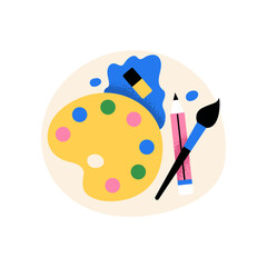 Visual arts. School subject. Vector flat illustration for educational materials, school projects, and creative teaching designs.
