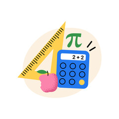 Mathematics. School subject. Vector flat illustration for educational materials, school projects, and creative teaching designs.