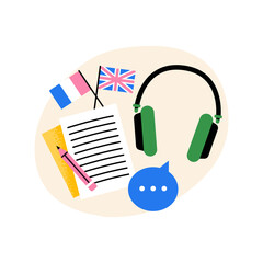 Languages. School subject. Vector flat illustration for educational materials, school projects, and creative teaching designs.