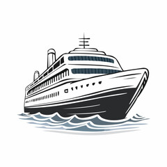Obraz premium Cruise ship boat transport vector illustration on white background.