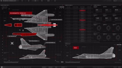 Aircraft Schematic Blueprint: Detailed Wireframe Model Analysis on Software Interface - Powered by Adobe