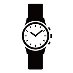 black and white silhouette of a vector watch on a white background