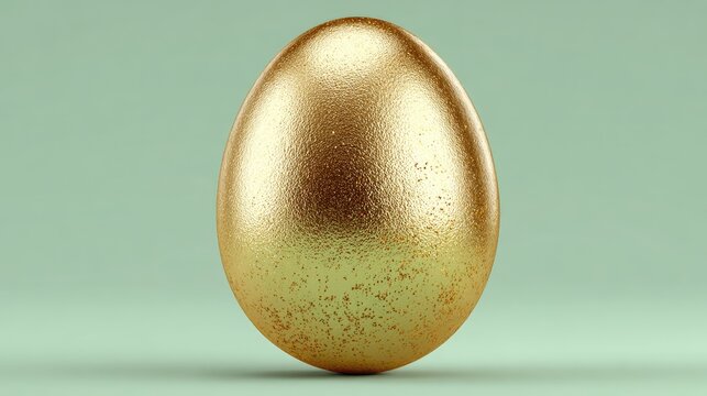Golden Egg on Light Green Background - Powered by Adobe