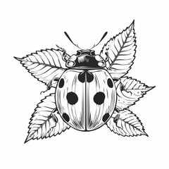 Ladybug on leaf image vector. Illustration of natural vector image.