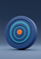 3D Render of Concentric Blue Orange Circles Target