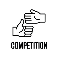 Two hands giving thumbs up and thumbs down in a competition concept