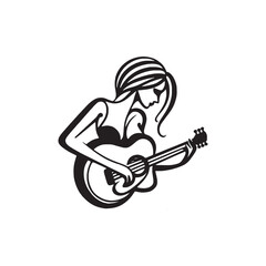 Hand-Drawn Guitarist Vector Illustration – Musician Playing Acoustic Guitar